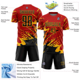 Custom Red Black-Gold Abstract Fragment Art Splash Sports Sublimation Soccer Uniform Jersey