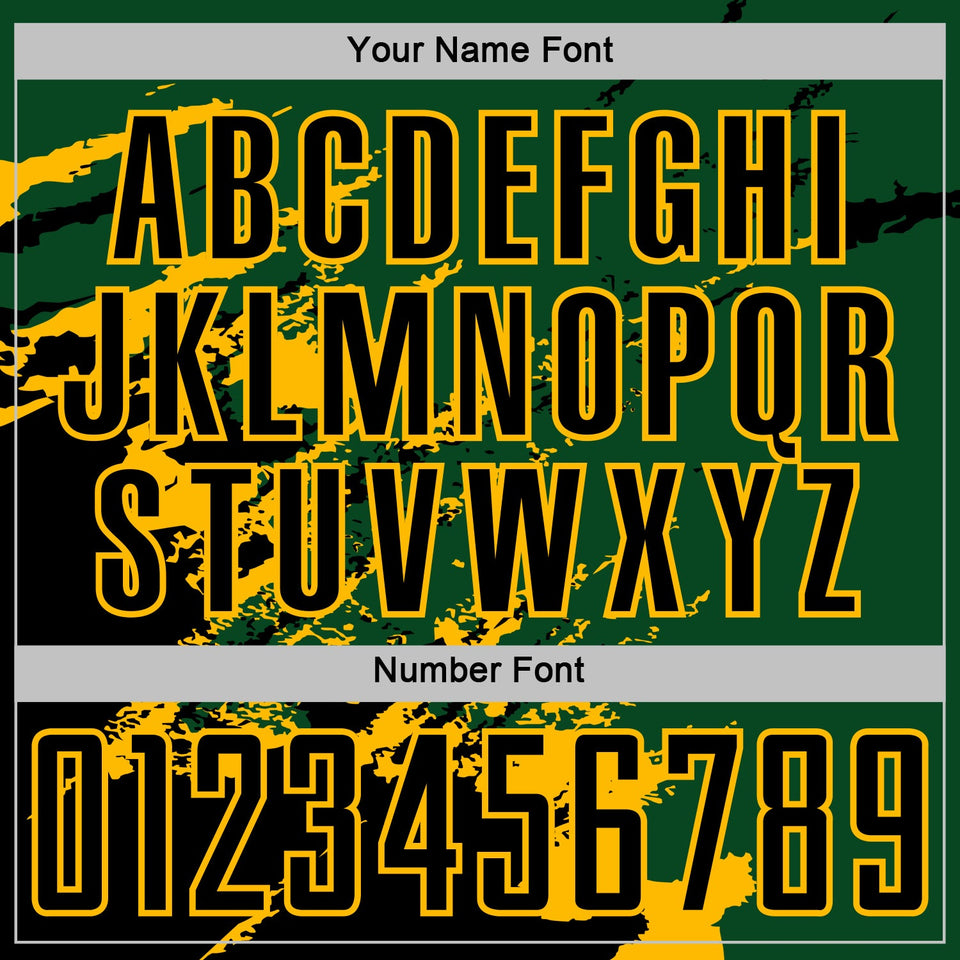 Custom Green Black-Gold Abstract Fragment Art Splash Sports Sublimation Soccer Uniform Jersey