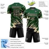 Custom Green Black-Cream Abstract Fragment Art Splash Sports Sublimation Soccer Uniform Jersey