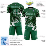 Custom Green Kelly Green-White Abstract Fragment Art Splash Sports Sublimation Soccer Uniform Jersey