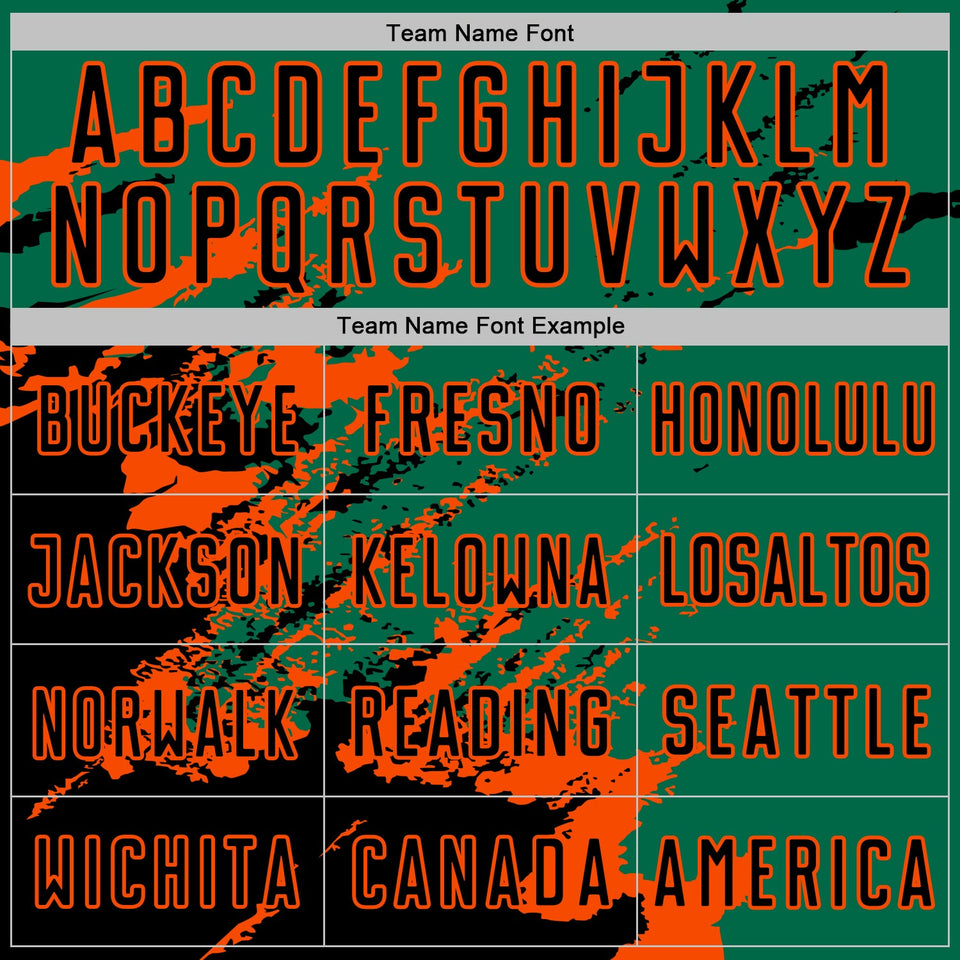 Custom Kelly Green Black-Orange Abstract Fragment Art Splash Sports Sublimation Soccer Uniform Jersey