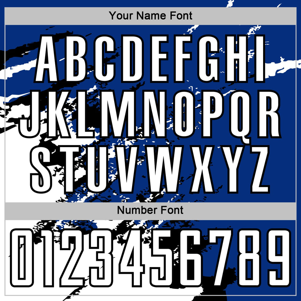 Custom Royal White-Black Abstract Fragment Art Splash Sports Sublimation Soccer Uniform Jersey