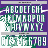 Custom Purple White-Kelly Green Abstract Fragment Art Splash Sports Sublimation Soccer Uniform Jersey