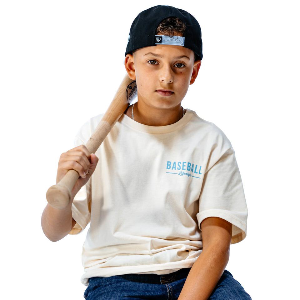 Authentic Youth Tee - Bone/BL Blue
