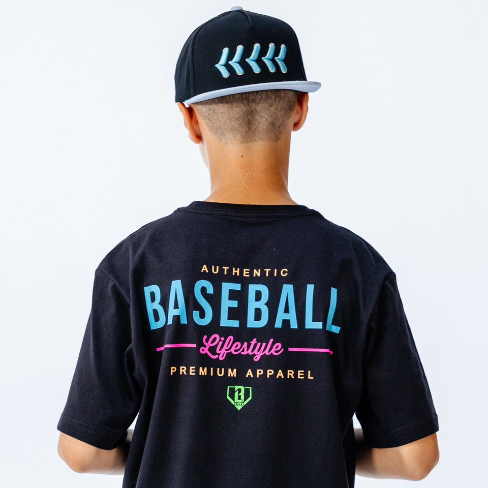 Authentic Youth Tee - BL Black/Neon