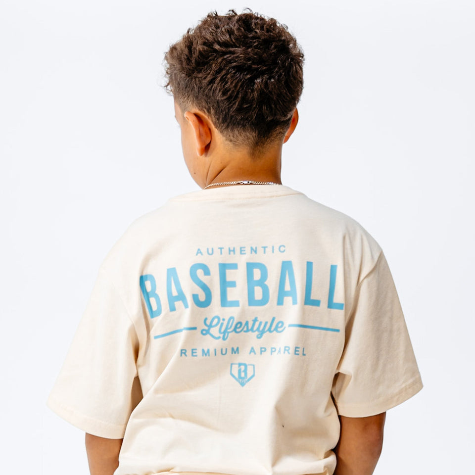 Authentic Youth Tee - Bone/BL Blue