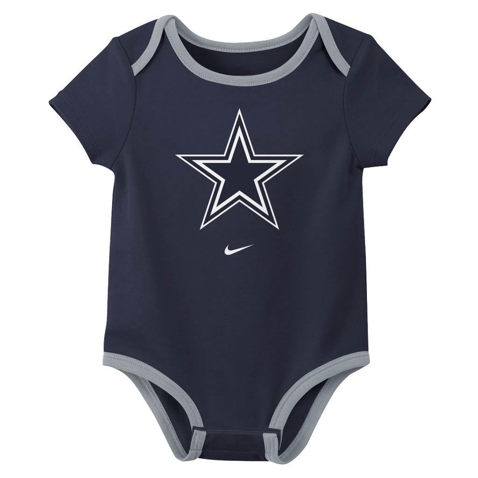 NFL Dallas Cowboys Infant Nike 2025 Creeper 3-Piece Onesie Set - Navy