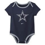 NFL Dallas Cowboys Infant Nike 2025 Creeper 3-Piece Onesie Set - Navy