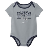 NFL Dallas Cowboys Infant Nike 2025 Creeper 3-Piece Onesie Set - Navy