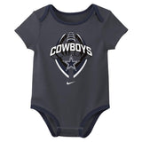 NFL Dallas Cowboys Infant Nike 2025 Creeper 3-Piece Onesie Set - Navy