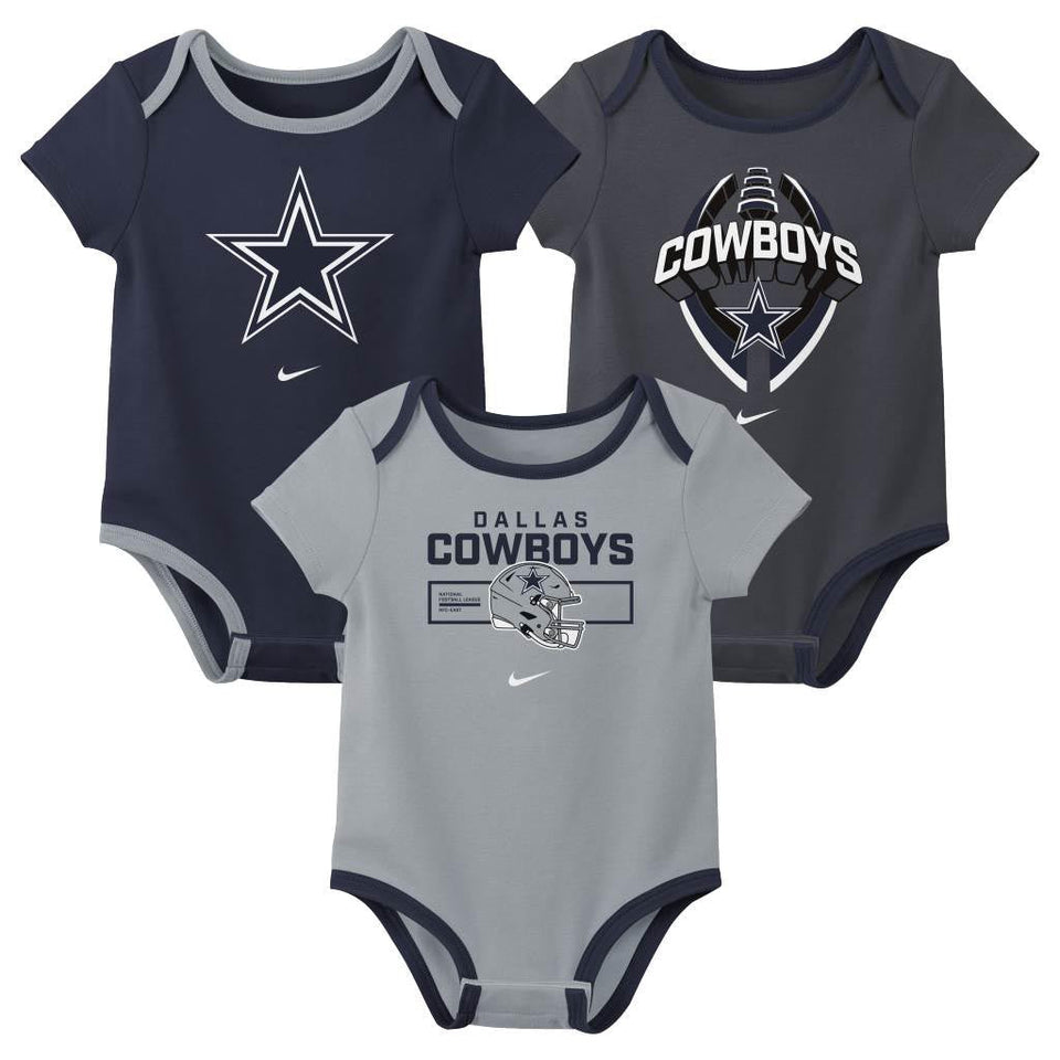 NFL Dallas Cowboys Infant Nike 2025 Creeper 3-Piece Onesie Set - Navy