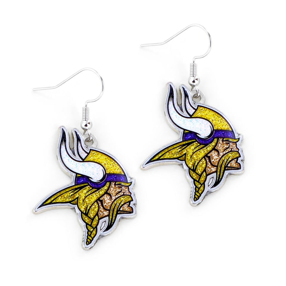 NFL Minnesota Vikings Aminco Glitter Dazzler Logo Earrings - Yellow