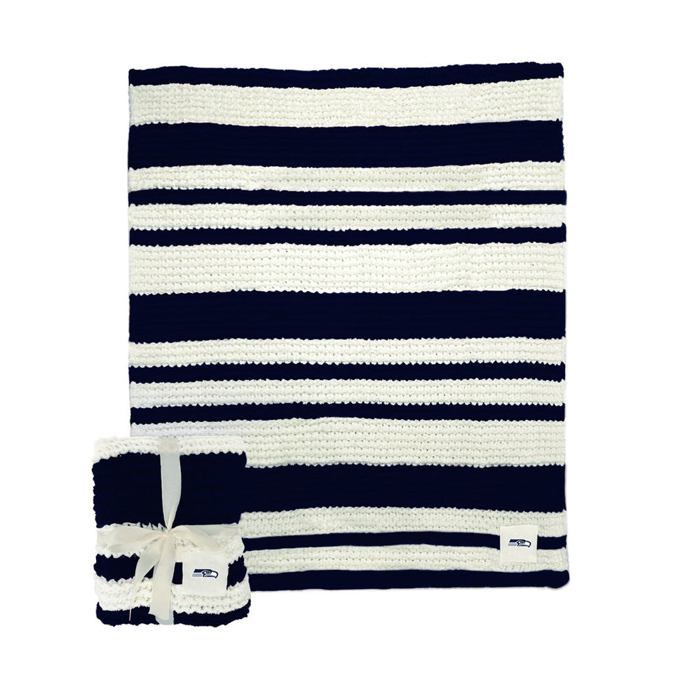 NFL Seattle Seahawks Logo Brands Cable Knit Throw Blanket