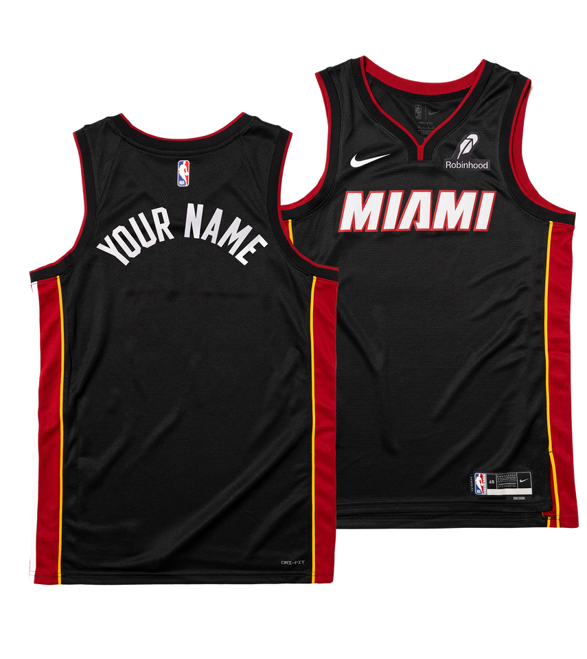 Personalized Nike Miami HEAT Icon Black Youth Swingman Jersey - Summer Mashup