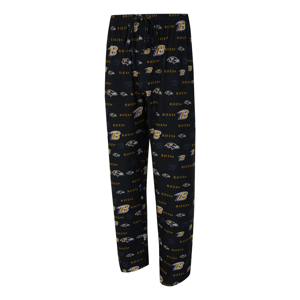 NFL Baltimore Ravens Concepts Sport Mosaic All Over Print PJ Pants - Black