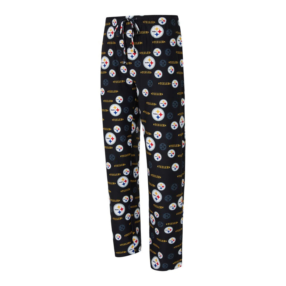 NFL Pittsburgh Steelers Concepts Sport Mosaic All Over Print PJ Pants - Black