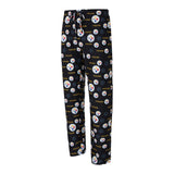 NFL Pittsburgh Steelers Concepts Sport Mosaic All Over Print PJ Pants - Black